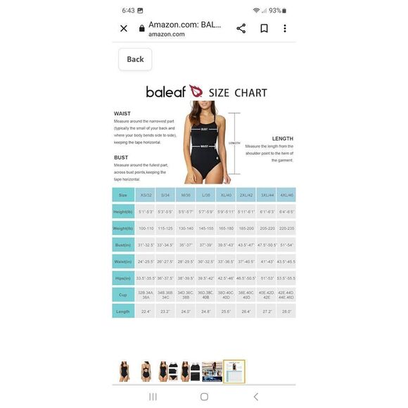 New Small 34 Baleaf Black Athletic Training One Piece Swimsuit Bathing Suit NWOT - Picture 3 of 5